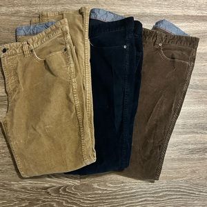 3 pairs LL Bean standard fit corduroy pants 34x32 great condition
